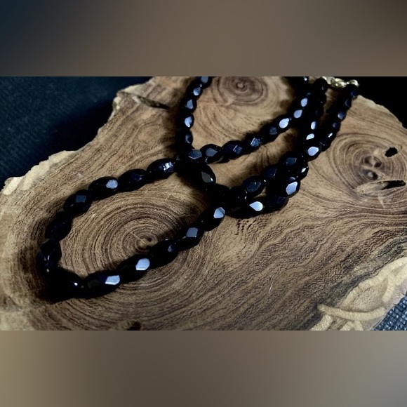 Vintage Mourning Beads Jet Glass ￼Edwardian Mourning Necklace 16" - Picture 9 of 12
